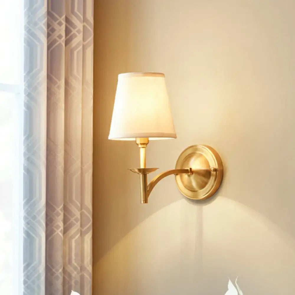 DecorBites™ Brass Sconce Lamp: Simplicity 1-Bulb Wall Light with Fabric Shade