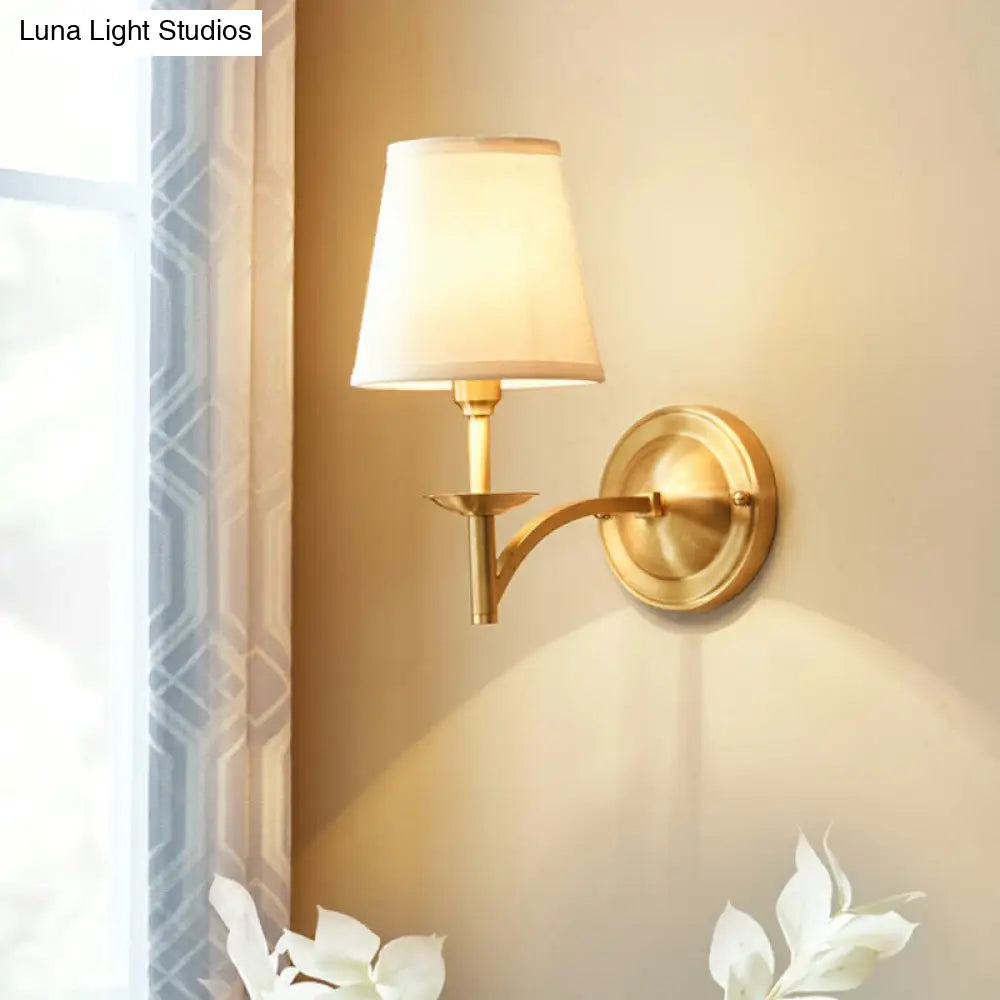 DecorBites™ Brass Sconce Lamp: Simplicity 1-Bulb Wall Light with Fabric Shade