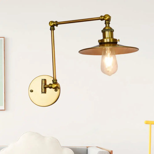 Brass Sconce Light with Wide Flare: Industrial Wall Mounted Lighting for Dining Room