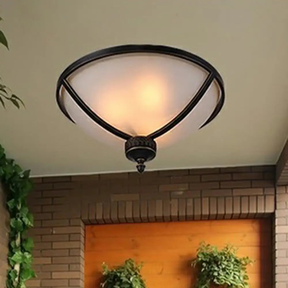 DecorBites™ DecorBites™ Brass Semi Flush Ceiling Light Fixture with 3 Frost Glass Bowls - Traditional Design