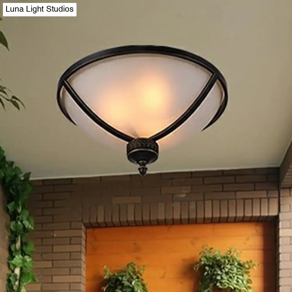 DecorBites™ DecorBites™ Brass Semi Flush Ceiling Light Fixture with 3 Frost Glass Bowls - Traditional Design