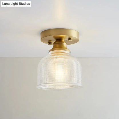 DecorBites™ DecorBites™ Brass Semi Flush Mount Ceiling Light for Aisle: Textured Glass, 1-Light, Industrial Style