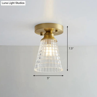 DecorBites™ DecorBites™ Brass Semi Flush Mount Ceiling Light for Aisle: Textured Glass, 1-Light, Industrial Style