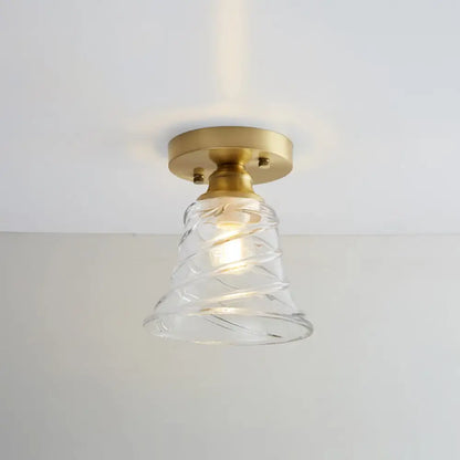 DecorBites™ DecorBites™ Brass Semi Flush Mount Ceiling Light for Aisle: Textured Glass, 1-Light, Industrial Style