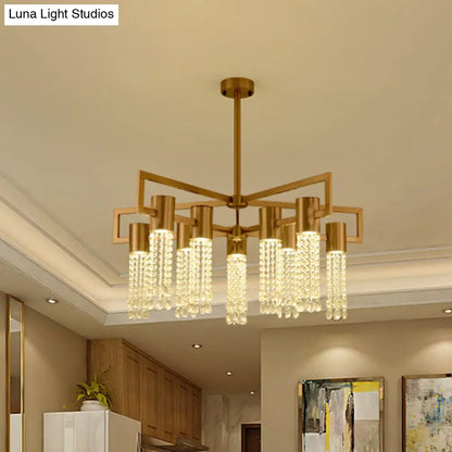 DecorBites™ DecorBites™ Brass Semi-Flush Mount Chandelier with 10 Crystal Fringe Lights