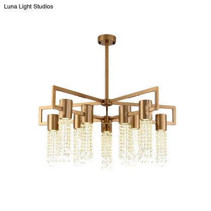 DecorBites™ DecorBites™ Brass Semi-Flush Mount Chandelier with 10 Crystal Fringe Lights
