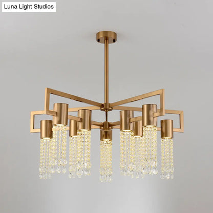 DecorBites™ DecorBites™ Brass Semi-Flush Mount Chandelier with 10 Crystal Fringe Lights