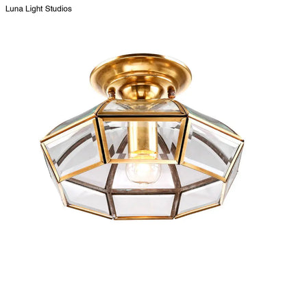 DecorBites™ DecorBites™ Brass Semi Flush Mount Clear Glass Ceiling Light for Living Room