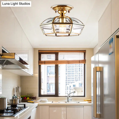 DecorBites™ DecorBites™ Brass Semi Flush Mount Clear Glass Ceiling Light for Living Room