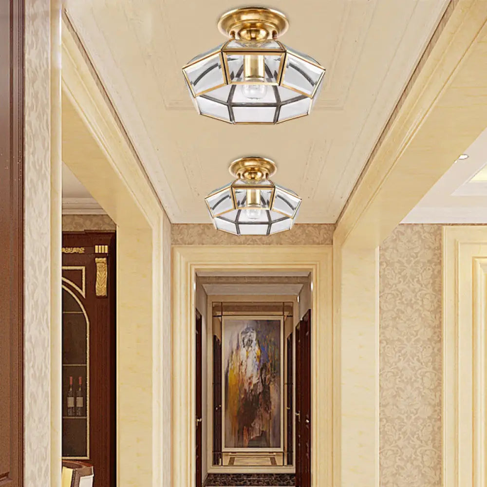 DecorBites™ DecorBites™ Brass Semi Flush Mount Clear Glass Ceiling Light for Living Room