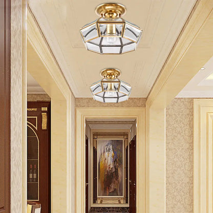 DecorBites™ DecorBites™ Brass Semi Flush Mount Clear Glass Ceiling Light for Living Room