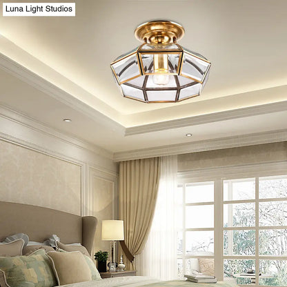 DecorBites™ DecorBites™ Brass Semi Flush Mount Clear Glass Ceiling Light for Living Room
