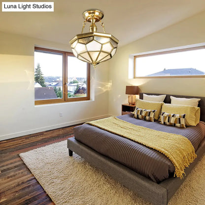 DecorBites™ DecorBites™ Brass Semi Flush Mount Sandblasted Glass Dome Ceiling Fixture for Dining Room- 3/4 Heads, 13"/16" Width