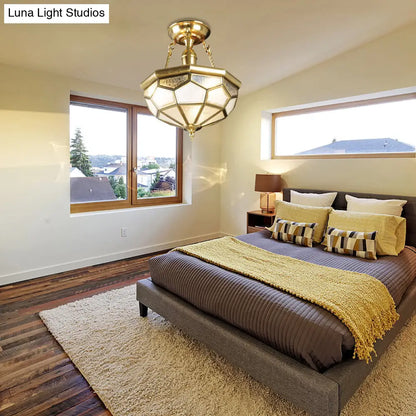 DecorBites™ DecorBites™ Brass Semi Flush Mount Sandblasted Glass Dome Ceiling Fixture for Dining Room- 3/4 Heads, 13"/16" Width