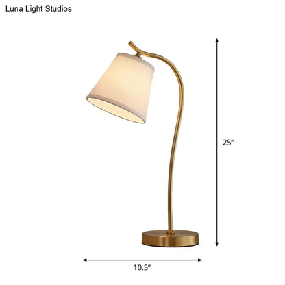 DecorBites™ Brass Single Fabric Bedside Lamp: Traditional Bucket Table Nightstand Lighting