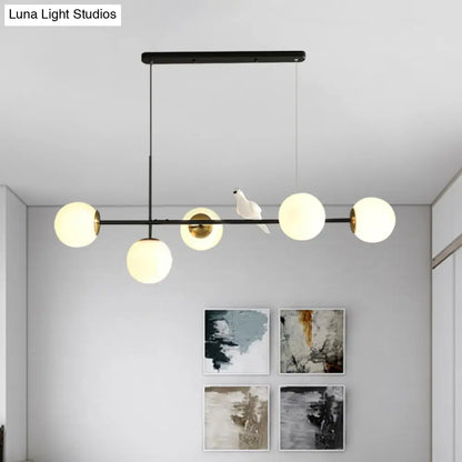 DecorBites™ Brass Sphere Ceiling Light with Adjustable Cord - Industrial 5-Light Island Pendant, Amber/Milky White/Smoke Grey Glass Shades