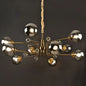 Brass Sputnik Ceiling Light: Postmodern Closed Glass Chandelier