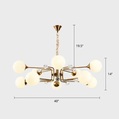 Brass Sputnik Ceiling Light: Postmodern Closed Glass Chandelier