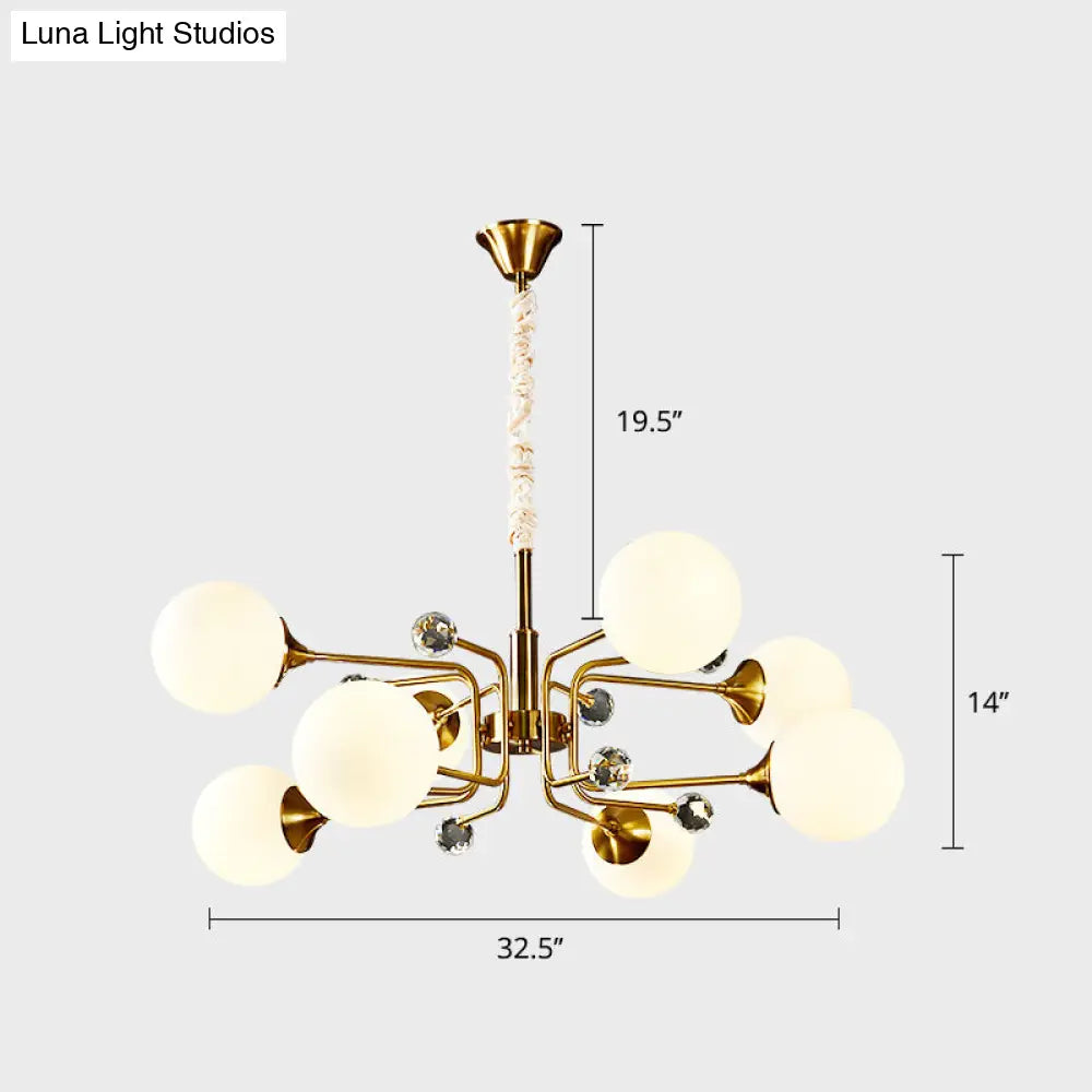 Brass Sputnik Ceiling Light: Postmodern Closed Glass Chandelier