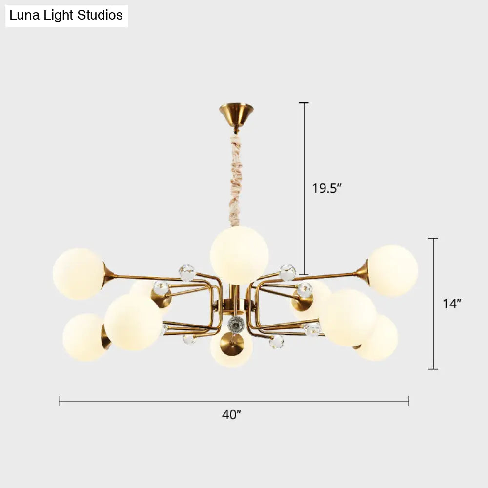 Brass Sputnik Ceiling Light: Postmodern Closed Glass Chandelier