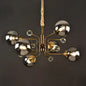 Brass Sputnik Ceiling Light: Postmodern Closed Glass Chandelier