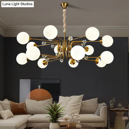 Brass Sputnik Ceiling Light: Postmodern Closed Glass Chandelier