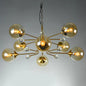 Brass Sputnik Ceiling Light: Postmodern Closed Glass Chandelier