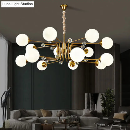 Brass Sputnik Ceiling Light: Postmodern Closed Glass Chandelier