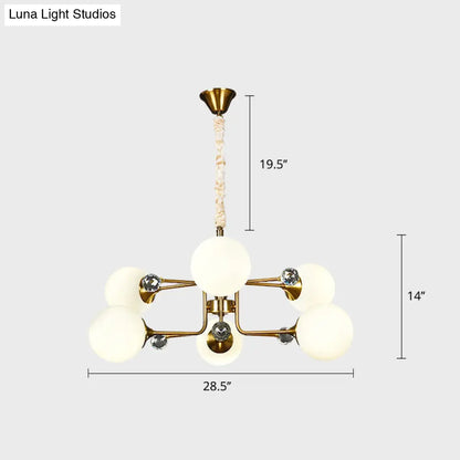 Brass Sputnik Ceiling Light: Postmodern Closed Glass Chandelier