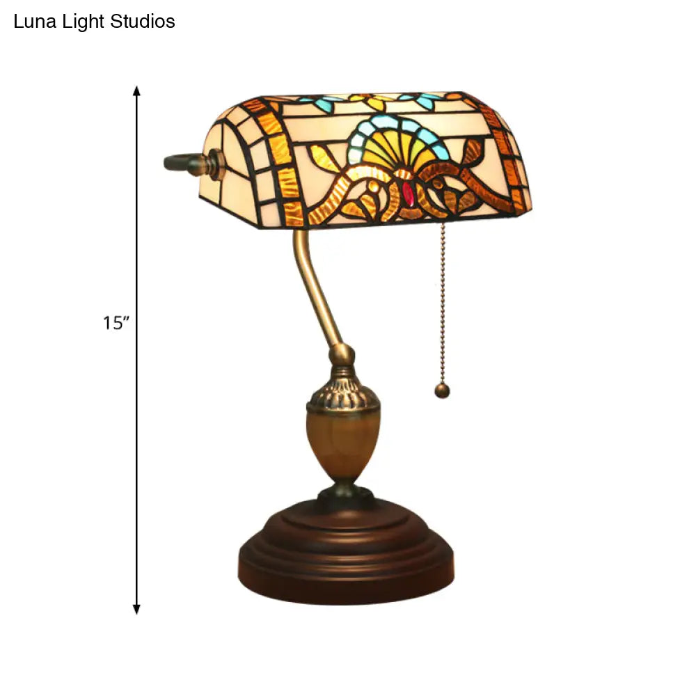 Brass Stained Glass Nightstand Light with Victorian/Mediterranean/Baroque Touch for Bedroom