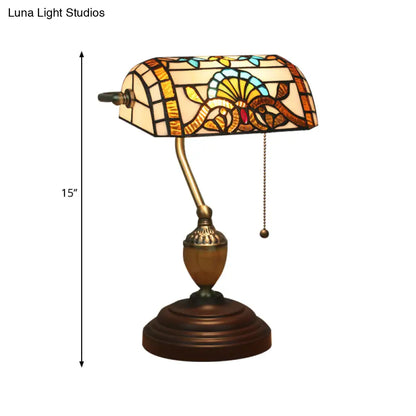 Brass Stained Glass Nightstand Light with Victorian/Mediterranean/Baroque Touch for Bedroom