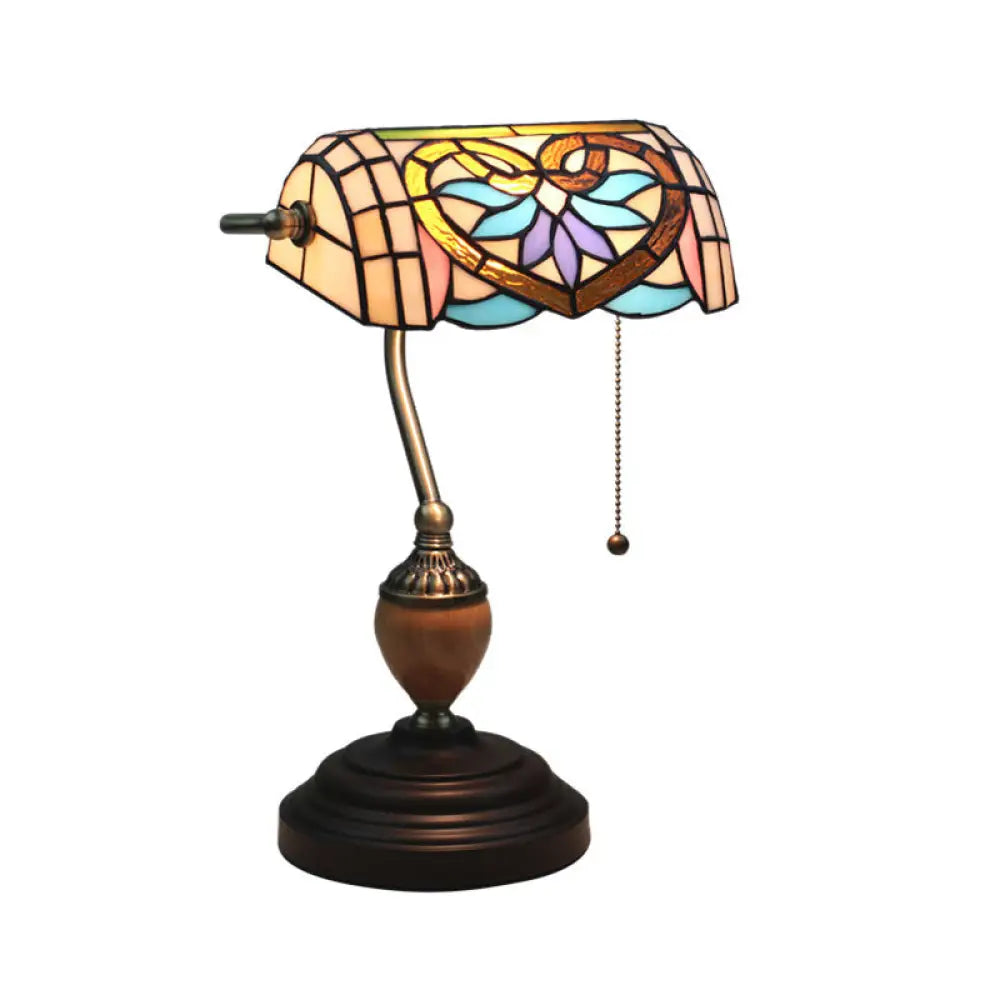 Brass Stained Glass Nightstand Light with Victorian/Mediterranean/Baroque Touch for Bedroom
