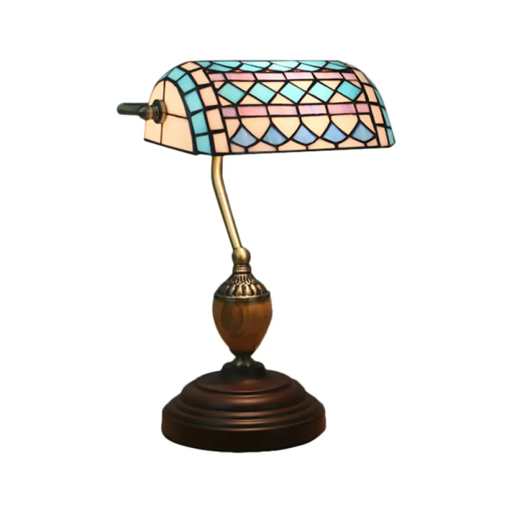 Brass Stained Glass Nightstand Light with Victorian/Mediterranean/Baroque Touch for Bedroom