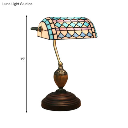 Brass Stained Glass Nightstand Light with Victorian/Mediterranean/Baroque Touch for Bedroom
