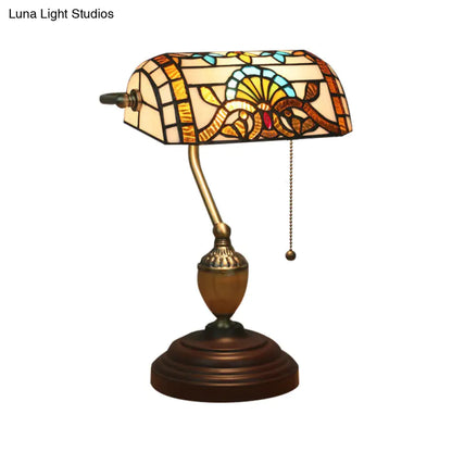 Brass Stained Glass Nightstand Light with Victorian/Mediterranean/Baroque Touch for Bedroom
