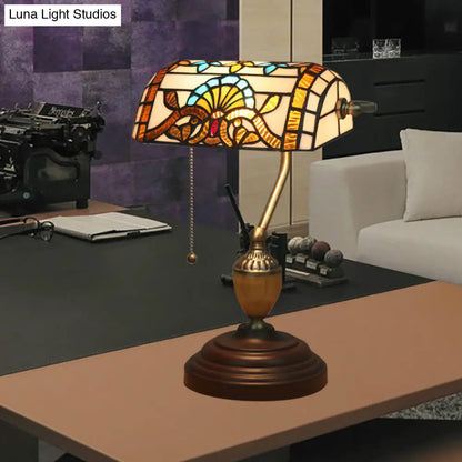 Brass Stained Glass Nightstand Light with Victorian/Mediterranean/Baroque Touch for Bedroom