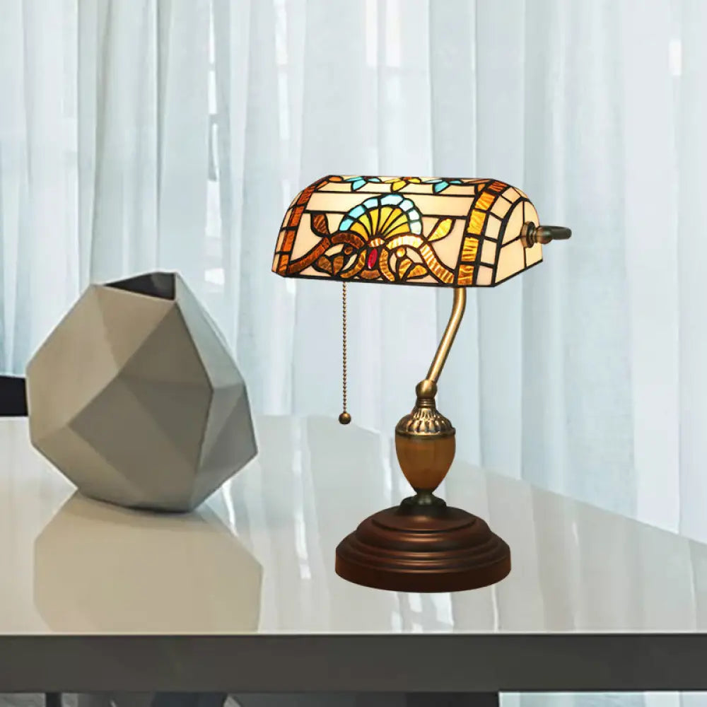 Brass Stained Glass Nightstand Light with Victorian/Mediterranean/Baroque Touch for Bedroom