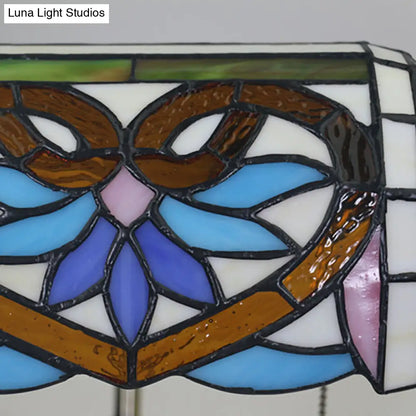 Brass Stained Glass Nightstand Light with Victorian/Mediterranean/Baroque Touch for Bedroom