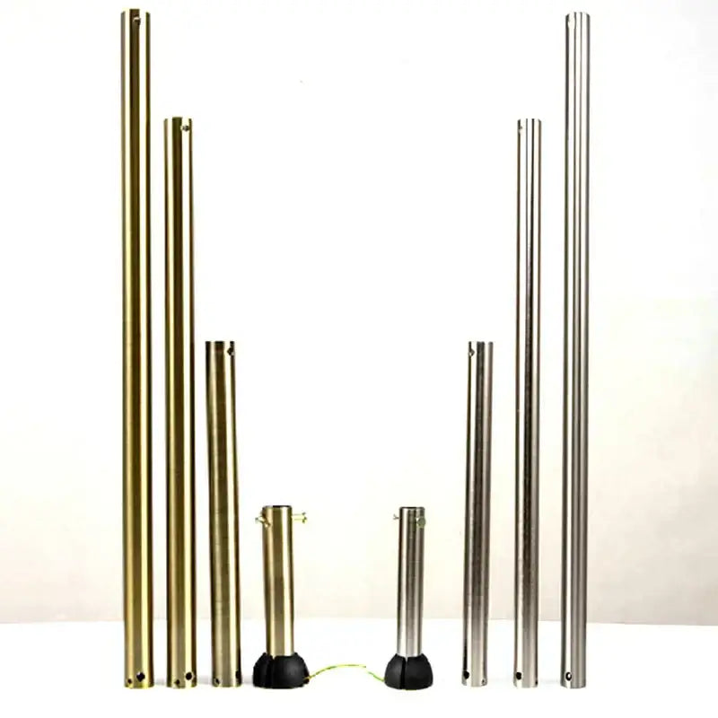 Set of premium quality brass and stainless steel metallic poles with black rubber feet featuring 25w remote control
