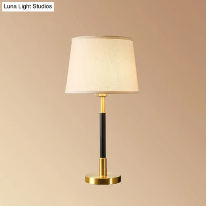 Brass Table Lamp - Traditional Tapered Drum Fabric - Nightstand Lighting for Living Room