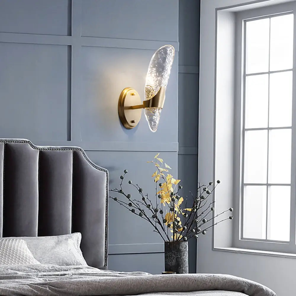 DecorBites™ DecorBites™ Brass Textured Glass Sconce Light with Exposed Wall Mount - Modern Lighting for Dining Room