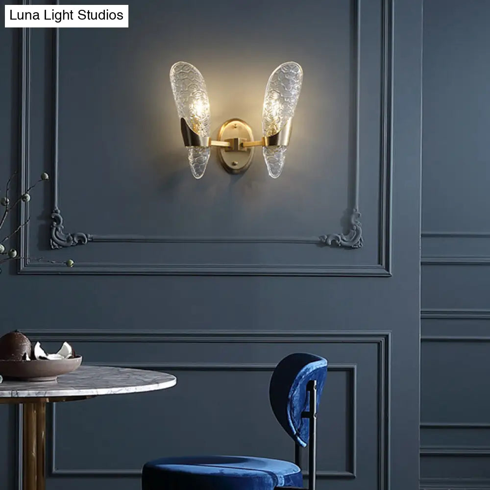 DecorBites™ DecorBites™ Brass Textured Glass Sconce Light with Exposed Wall Mount - Modern Lighting for Dining Room