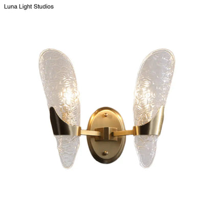 DecorBites™ DecorBites™ Brass Textured Glass Sconce Light with Exposed Wall Mount - Modern Lighting for Dining Room