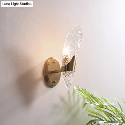 DecorBites™ DecorBites™ Brass Textured Glass Sconce Light with Exposed Wall Mount - Modern Lighting for Dining Room