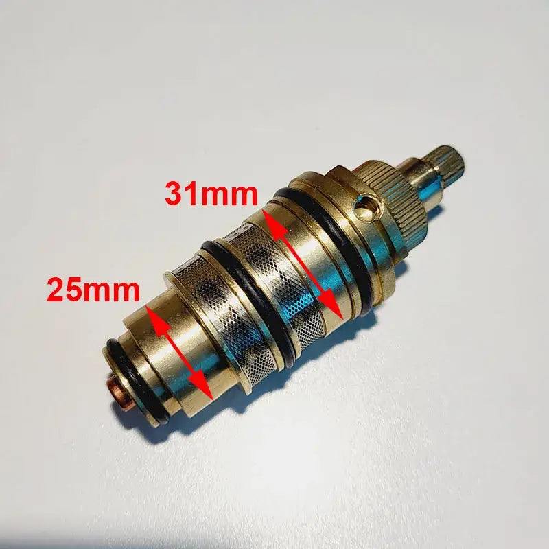 Brass thermostatic mixer cartridge with threaded ends and meshed sections for kitchen temperature control decorbites brass thermostatic valve