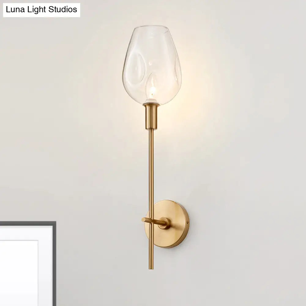 DecorBites™ DecorBites™ Brass Wall Lamp with Clear Wine Glass Shade & Modern Pencil Arm Design