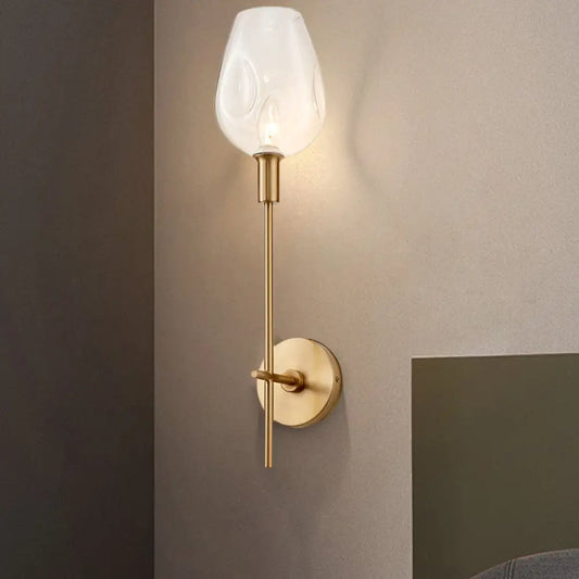DecorBites™ DecorBites™ Brass Wall Lamp with Clear Wine Glass Shade & Modern Pencil Arm Design