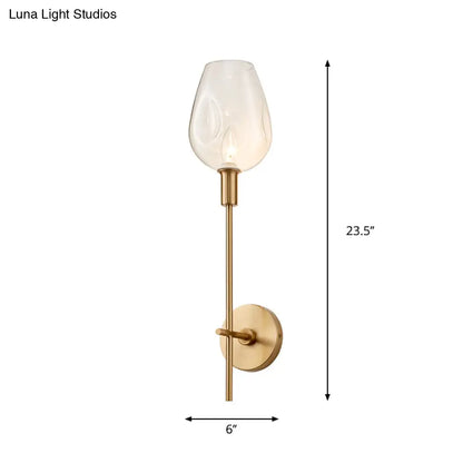 DecorBites™ DecorBites™ Brass Wall Lamp with Clear Wine Glass Shade & Modern Pencil Arm Design