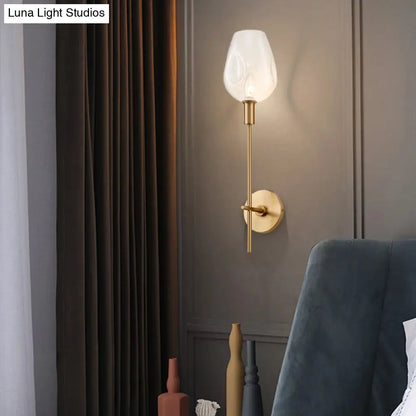 DecorBites™ DecorBites™ Brass Wall Lamp with Clear Wine Glass Shade & Modern Pencil Arm Design