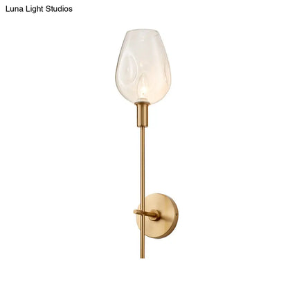 DecorBites™ DecorBites™ Brass Wall Lamp with Clear Wine Glass Shade & Modern Pencil Arm Design